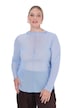 Mesh-Shirt, Slim Fit, Wellenkanten, Langarm, transparent