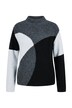 Pullover, Rippstrick, Colorblocking, Stehkragen, Langarm