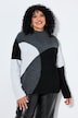Pull en maille côtelée, esprit « colour block », col montant et manches longues