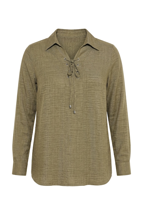 Blusenshirt, A-Linie, Hemdkragen, Schnürung