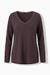 Shirt, Spitzenkante, V-Ausschnitt, Langarm