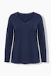 Shirt, Spitzenkante, V-Ausschnitt, Langarm