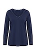 Shirt, Spitzenkante, V-Ausschnitt, Langarm