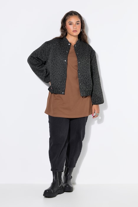 Leo-Blouson, Oversize Shape, College-Kragen, Ballon-Langarm