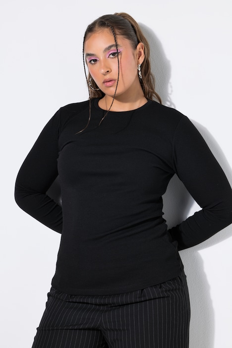 Rippshirt, Slim Fit, Langarm