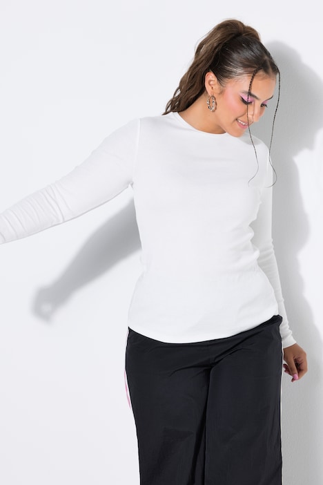 Rippshirt, Slim Fit, Langarm