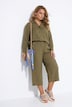 Hose, weites Bein, Twill, Elastikbund, Ziertaschen