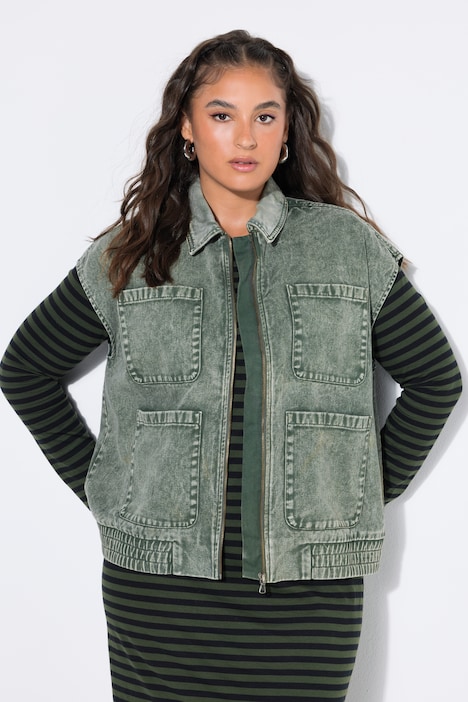 Jeansweste, Blouson-Shape, verwaschen