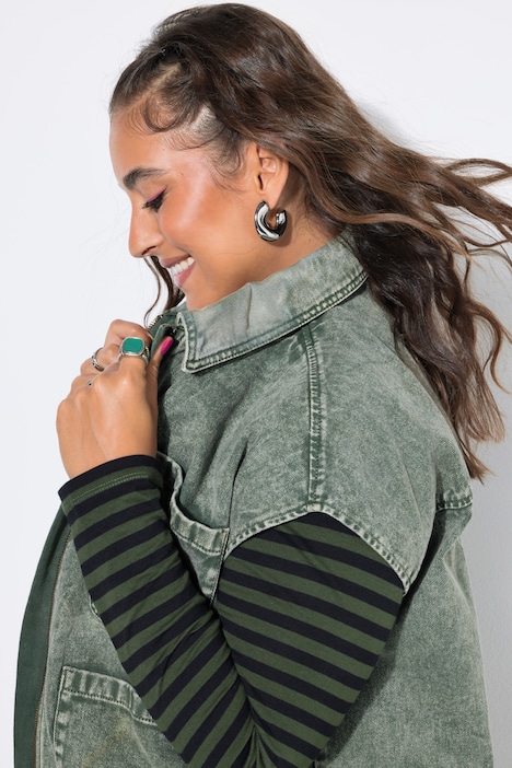 Jeansweste, Blouson-Shape, verwaschen