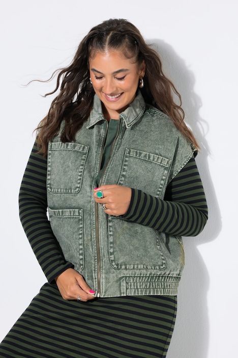 Jeansweste, Blouson-Shape, verwaschen
