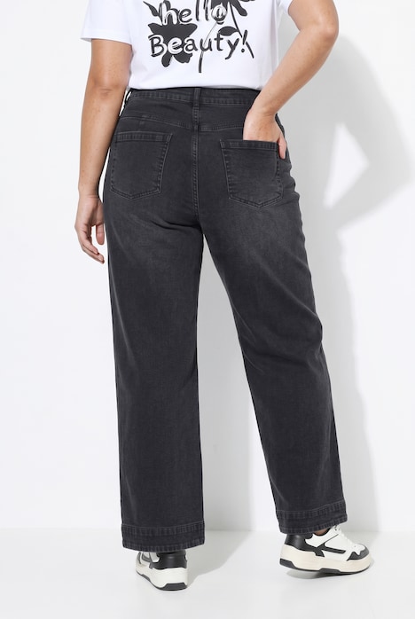 Jeans, weites Bein, Bügelfalte