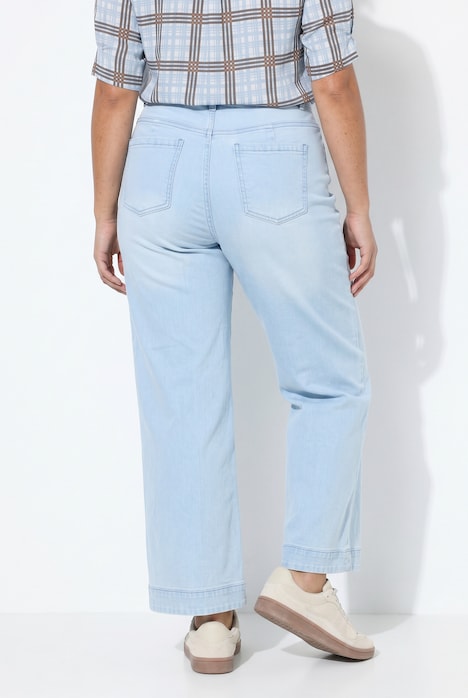 Jeans, jambe droite et large, style classique à pinces