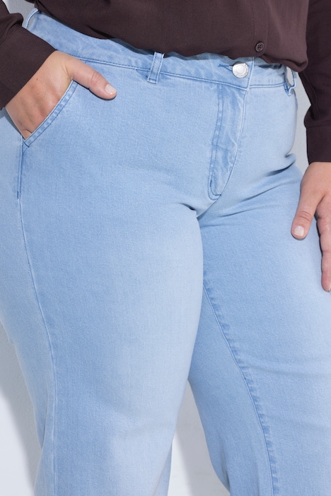 Jeans, weites Bein, Bügelfalte