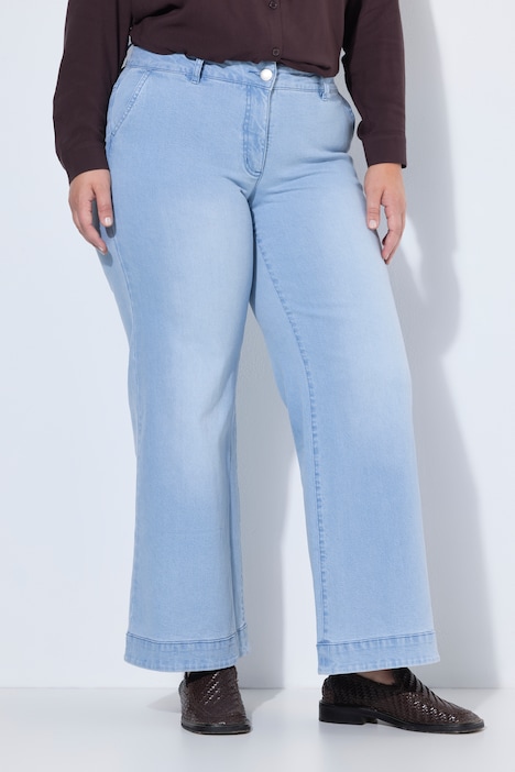 Jeans, weites Bein, Bügelfalte