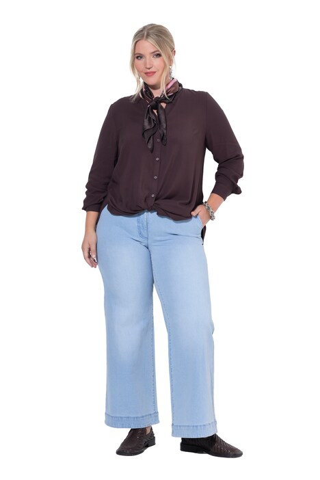 Jeans, weites Bein, Bügelfalte