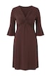 Jersey dress, A-line, knot detail, 3/4 trumpet sleeves