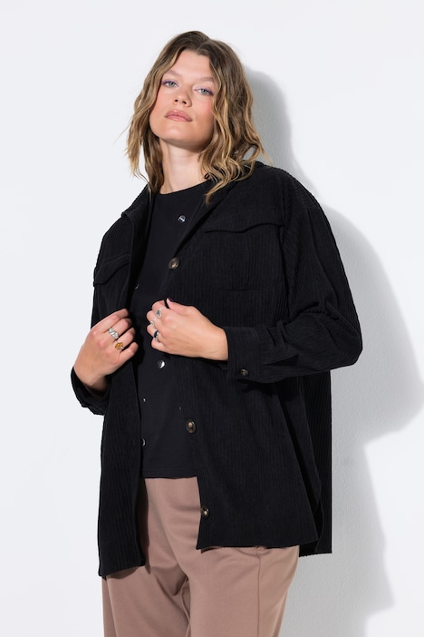 Cord-Hemd, oversized, Hemdkragen, Langarm