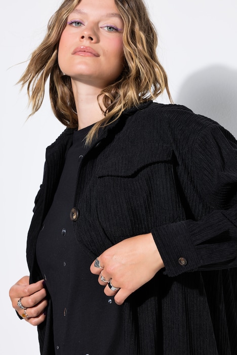 Cord-Hemd, oversized, Hemdkragen, Langarm