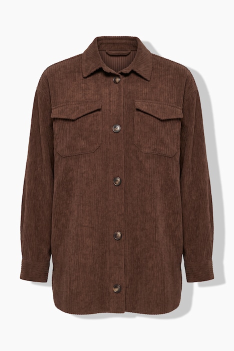 Skjorte i kordfløyel, oversized, skjortekrage, lange ermer