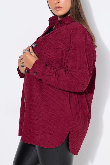 Corduroy overhemd, oversized, overhemdkraag, lange mouwen
