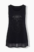 Tank top, A-line, glitter skull, chiffon hem