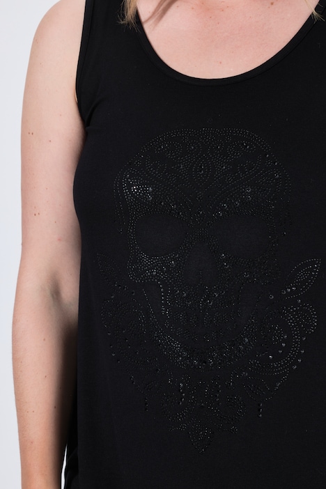 Tank top, A-line, glitter skull, chiffon hem