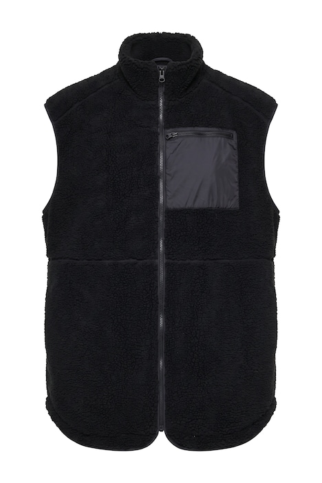 Vesta z kožešiny Teddy, volný střih, kapsa na zip