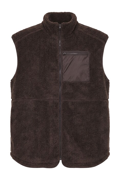 Vesta z kožešiny Teddy, volný střih, kapsa na zip