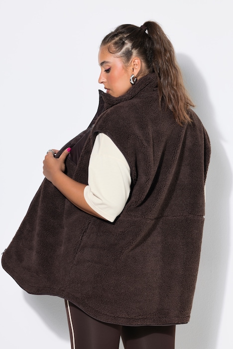 Teddyfell-Weste, Oversize Shape, Zipptasche