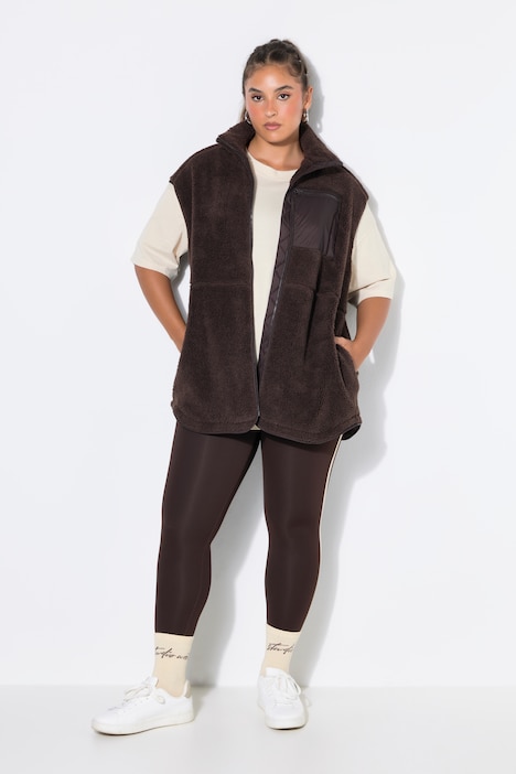 Teddyfell-Weste, Oversize Shape, Zipptasche