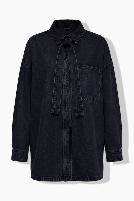 Jeanshemd, oversized, Schluppe, Langarm