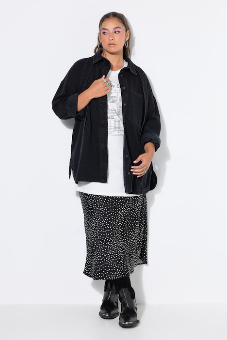 Jeanshemd, oversized, Schluppe, Langarm