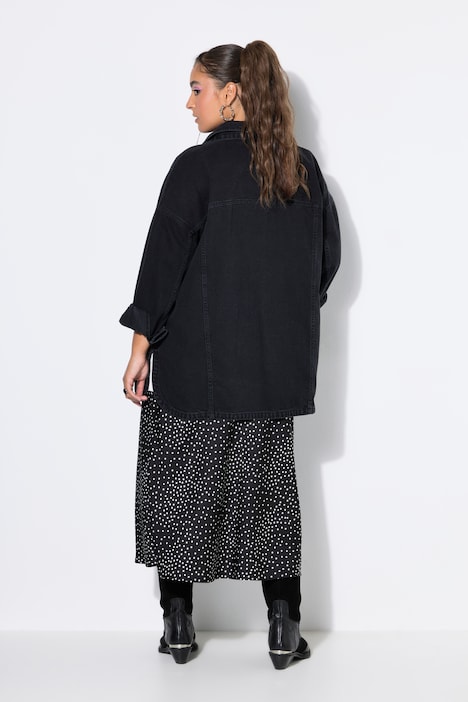 Jeanshemd, oversized, Schluppe, Langarm