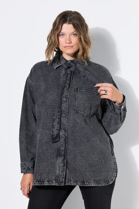 Jeanshemd, oversized, Schluppe, Langarm
