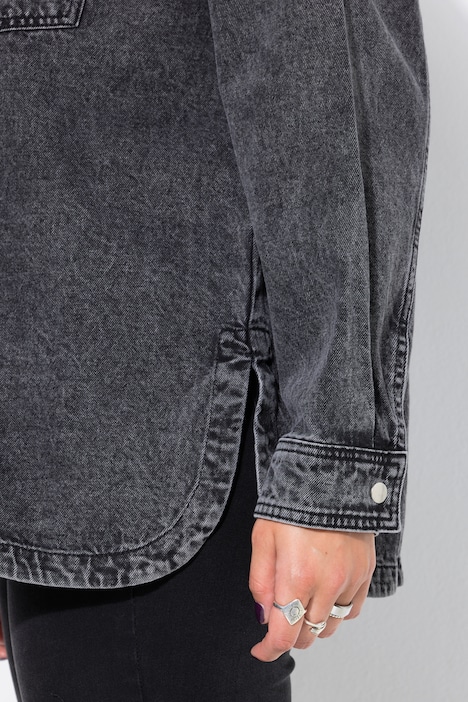 Jeanshemd, oversized, Schluppe, Langarm