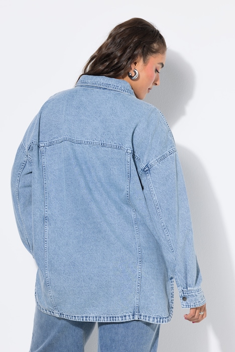 Jeanshemd, oversized, Schluppe, Langarm