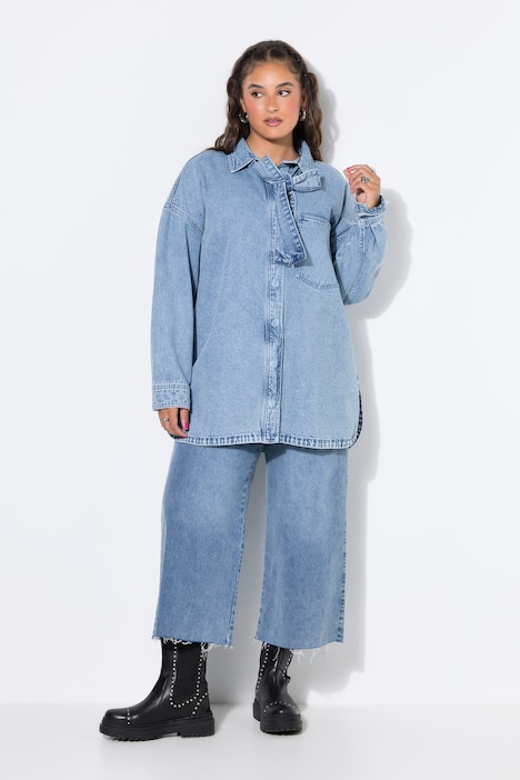 Jeanshemd, oversized, Schluppe, Langarm