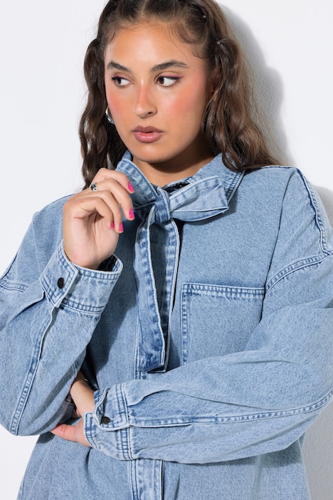 Jeanshemd, oversized, Schluppe, Langarm