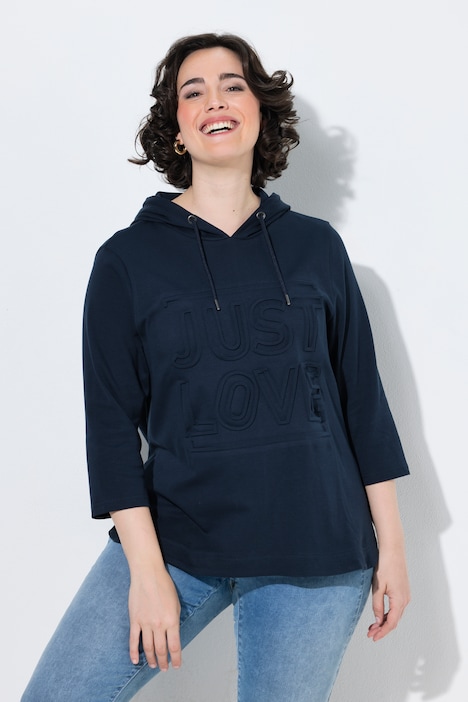 Hoodie, Motivdruck, Kapuze, 3/4-Arm