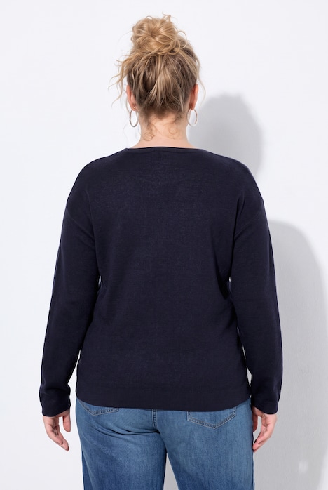 Pullover, Schriftzug, Boxy, Rundhals, Langarm