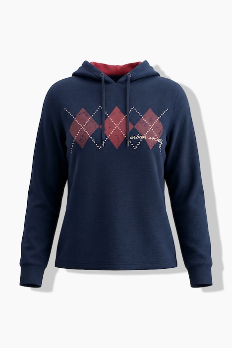 Hoodie, Rauten, Stickerei, Kapuze, Langarm