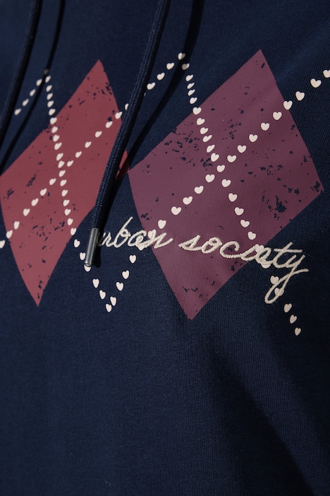 Hoodie, Rauten, Stickerei, Kapuze, Langarm