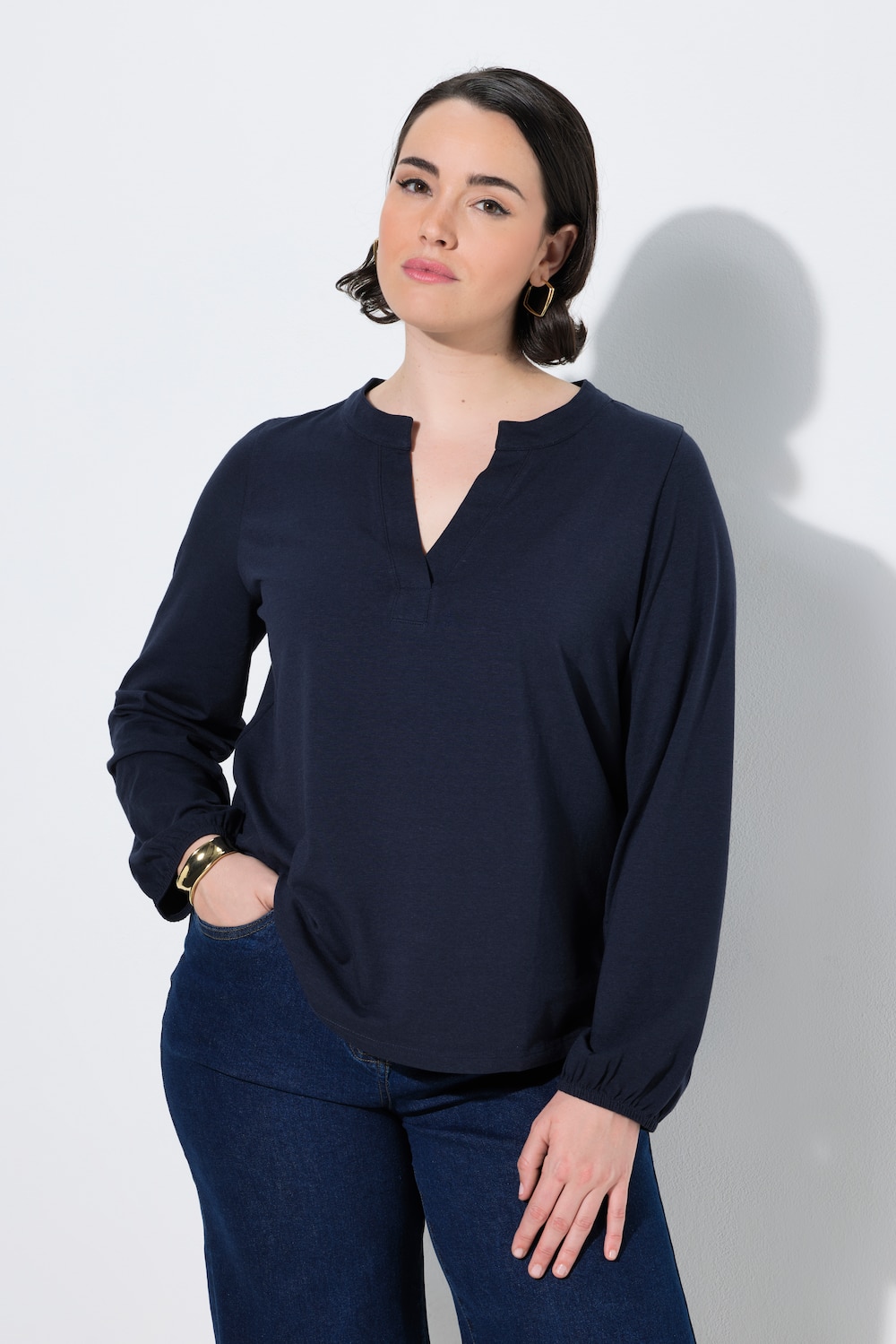 Shirt, Modalmix, Tunika-Ausschnitt, Langarm