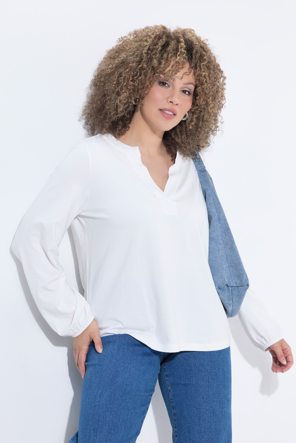Shirt, Modalmix, Tunika-Ausschnitt, Langarm