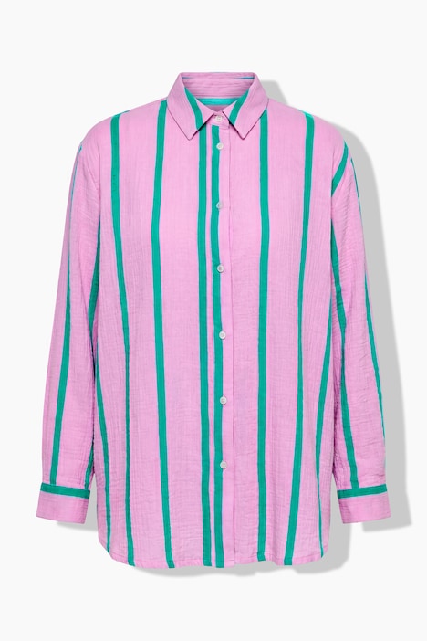 Musselin-Bluse, oversized, Langarm