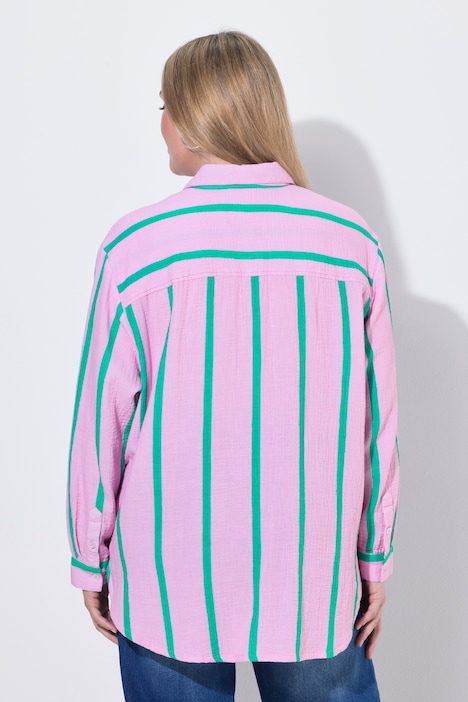Musselin-Bluse, oversized, Langarm