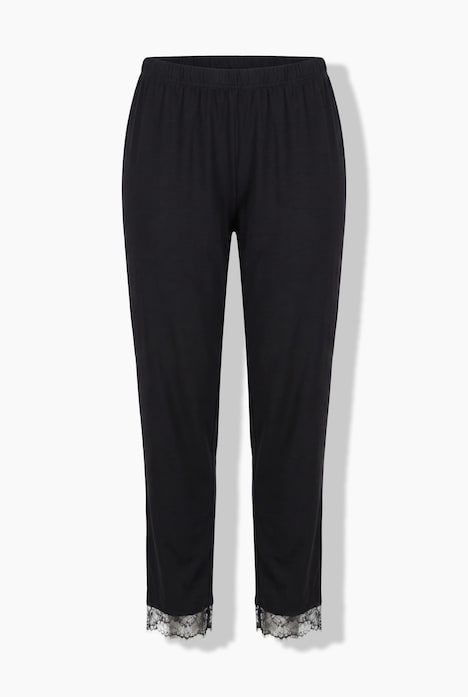 Pyjama, Zweiteiler, Leo-Oberteil, Spitze, uni Hose