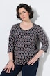 Shirt, Zierfalten, A-Linie, Herzausschnitt, 3/4-Arm