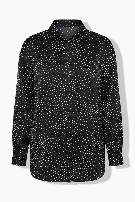 Satinbluse, oversized, Dots
