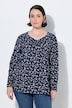 Shirt, Sterne, A-Linie, V-Ausschnitt, Langarm